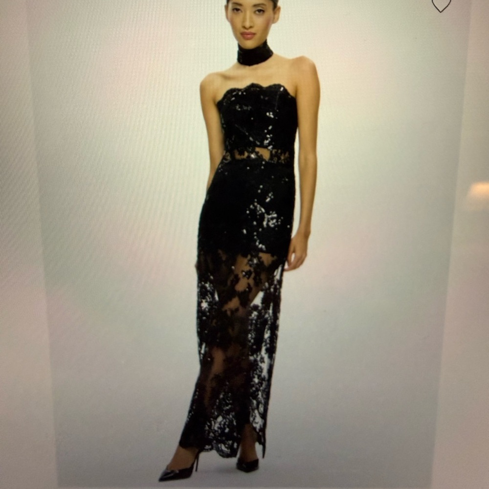 Alice + Olivia Strapless Georgie Embellished Gown
